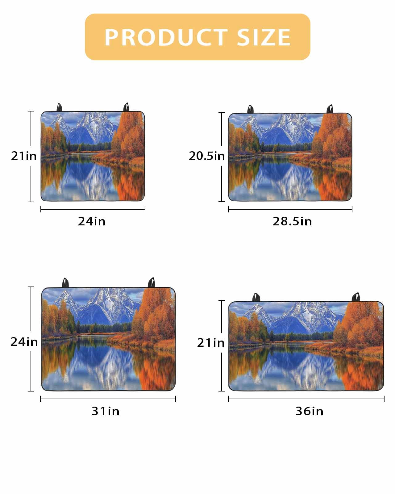 nqOlkjepod Large Induction Cooktop Protector Mat 24"x21", Blue Mountain Stove Top Covers for Electric Stove, Modern Art Yellow Forest Lake Decorative Stove Burner Cover Mats, Glass Top Stove Cover