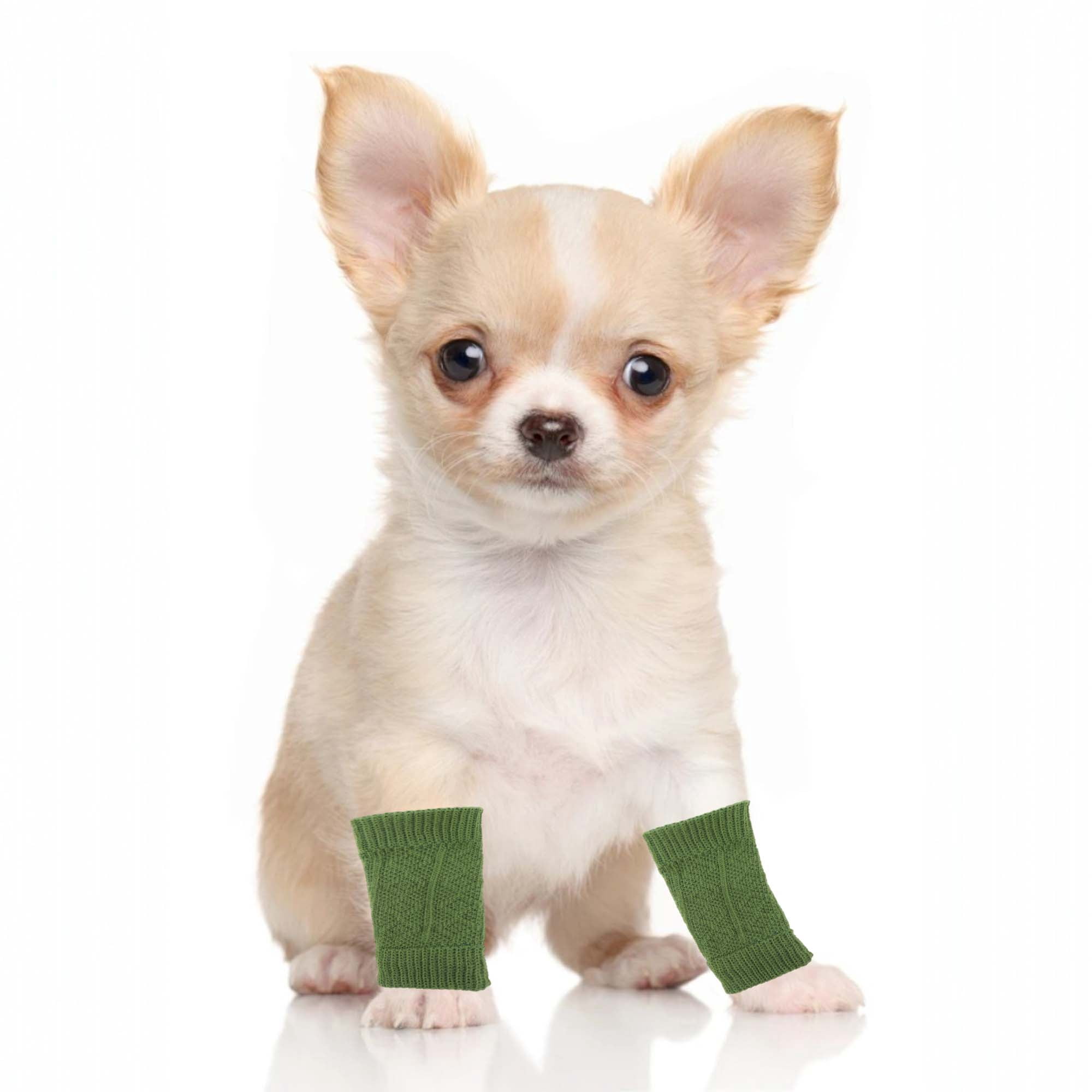 Unique Bargains Pack of 4 Dog Soft Knitted Socks Joint Protection Avocado Green XXL