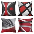 thumbnail image 1 of RYLABLUE Ensemble de 4 Taies d'Oreiller Modernes Abstraites Rayures Rouges Gris Noir Blanc Acrylique Gris Audacieux Housse de Taie d'Oreiller Housse de Coussin Déco Maison, 1 of 5