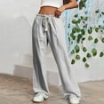 thumbnail image 2 of Ltctricy Wide Leg Pants for Women Elastic High Waisted Drawstring Striped Casual Pants Baggy Trendy Trousers with Pockets(Gray,X-Small), 2 of 7