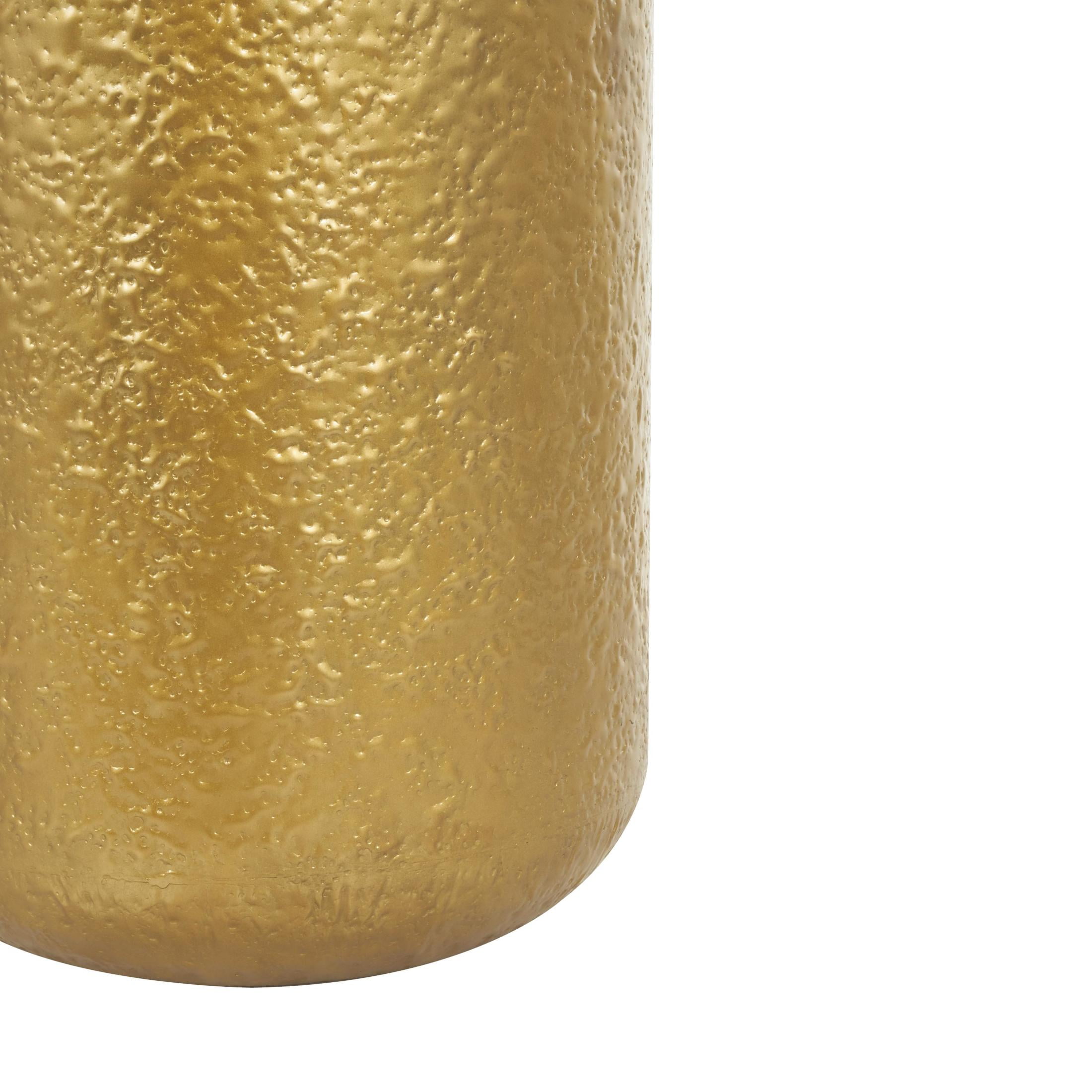 DecMode 40" Tall Textured Hammered Floor Gold Metal Vase