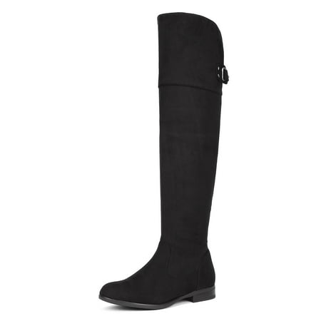 

Dream Pairs Women s Over The Knee Flat Boots Thigh High Party Block Flats Hi_Flat Black Size 10.5