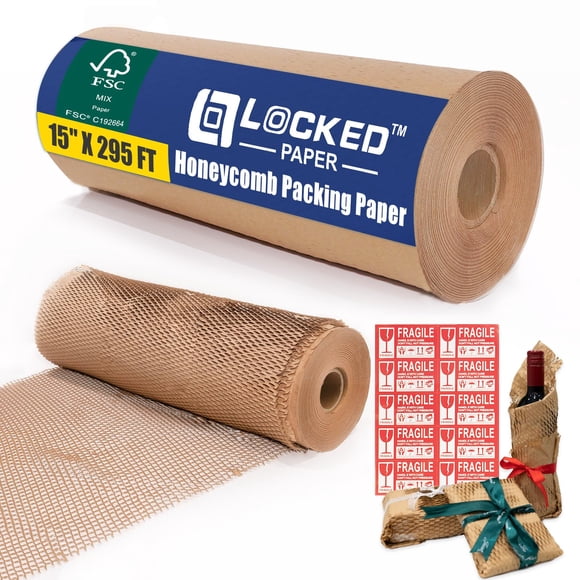 Rollo de papel de embalaje tipo panal LOCKED AIR 38 cm x 90 m