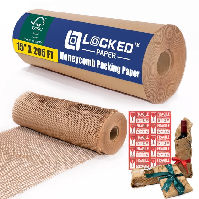 Rollo de papel de embalaje tipo panal LOCKED AIR 38 cm x 90 m