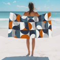 thumbnail image 3 of Beach Towel Mid Century Geometric Bath Pool Towels Abstract Modern Orange Blue Absorbent Beach Towel Soft Large Quick Dry Lightweight Camping Travel Sports Yoga Gym Swim Towels for Adult 35x70 Inch, 3 of 9
