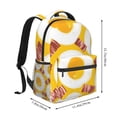 thumbnail image 2 of Breakfast Eggs Bacon Cute Backpack Casual College Bag Zipper Laptop Daypack Hiking Rucksack Travel, 2 of 5