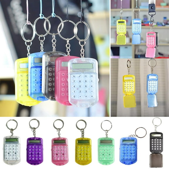 FurNest 1/7pcs Mini Pocket Calculators Keychain, Cute Small Colorful Keychain Calculators, Design, Cover Basic Flip Functional