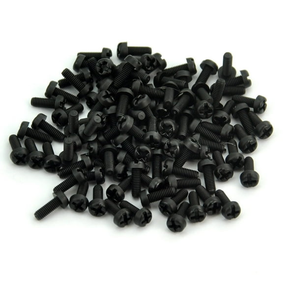 Electronics-Salon 100 Pcs M3 x 8mm Vis de Machine en Nylon, Noir, Combinaison Phillips-Entraînement Fente, Tête de Poêle, Métrique