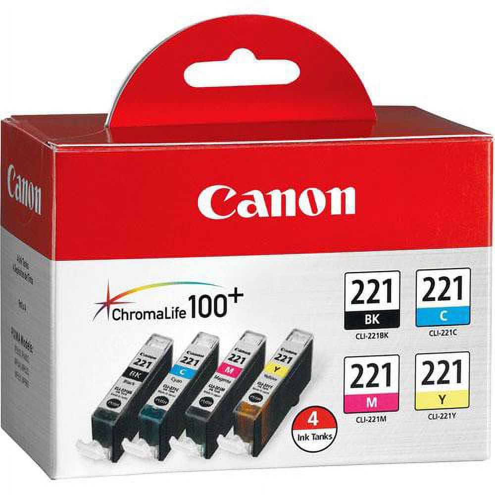 Genuine Canon CLI-221 Four-Color Ink Tank Pack (92946B004) + Canon PGI-220 Black Ink Tank 3-Pack (2945B004) - image 2 of 3