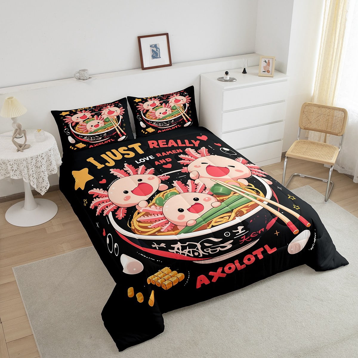 Feelyou Ramen Bedding Set Twin – Japanese Ramen Duvet Cover & Pillow Sham For Kids