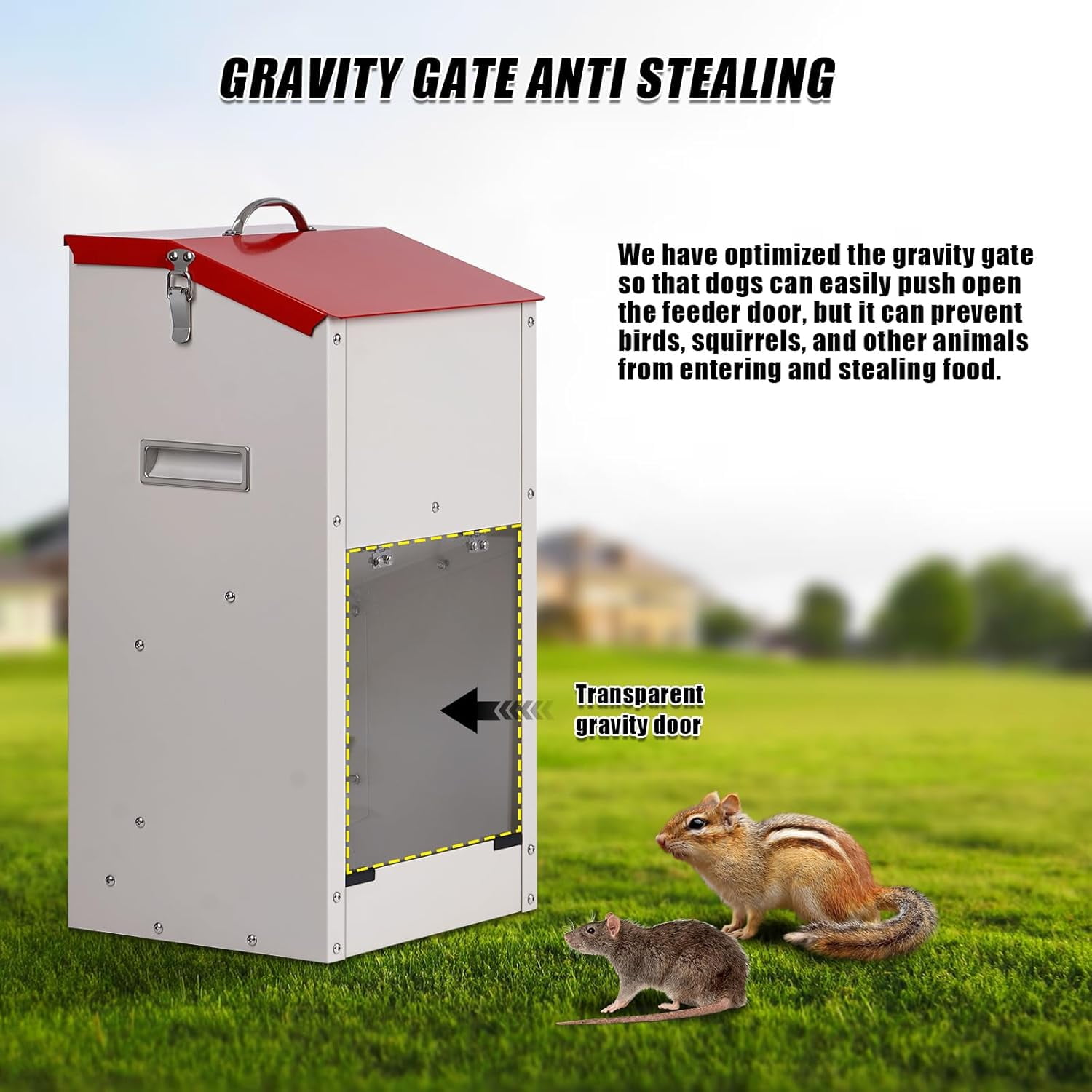 Automatic Dog Feeder for Large Dogs Outdoor 50Lbs Dog Food Dispenser Dog Feeding Station Galvanized Gravity Feeder Pet Feeder for Large Breed (50lbs)