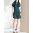 thumbnail image 5 of MODA NOVA Junior's Wear to Work Elegant Short Sleeves Satin Dress with Belt, 5 of 5
