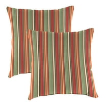 Jordan Manufacturing 18" x 18" Carter Autumn Maroon Stripe Square Outdoor Throw Pillow (2 Pack)
