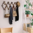 thumbnail image 2 of Accordion Wall Hanger, Wooden Coat Rack Wall Mounted, Hat & Cap Hook Rack, 16 Peg Hooks, Walnut Color, 2 of 5