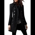 thumbnail image 1 of Abrigo Cruzado de Invierno para Mujer, Elegante Abrigo Tipo Gabardina de Mezcla de Larga con Cuello de Solapa y Botones Negro XL, 1 of 6