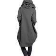 thumbnail image 5 of Women's Hooded Pocket Sweatshirt Zipper Mid Length Loose Jacket Solid Color Hoodie Plus Size Coats for Women Grey 5XL, 5 of 5