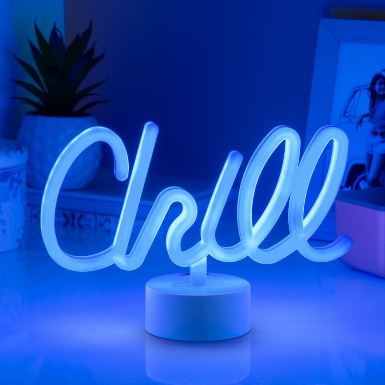 BrightSide 7” Chill LED Neon Table Light, Blue, Battery-Powered 