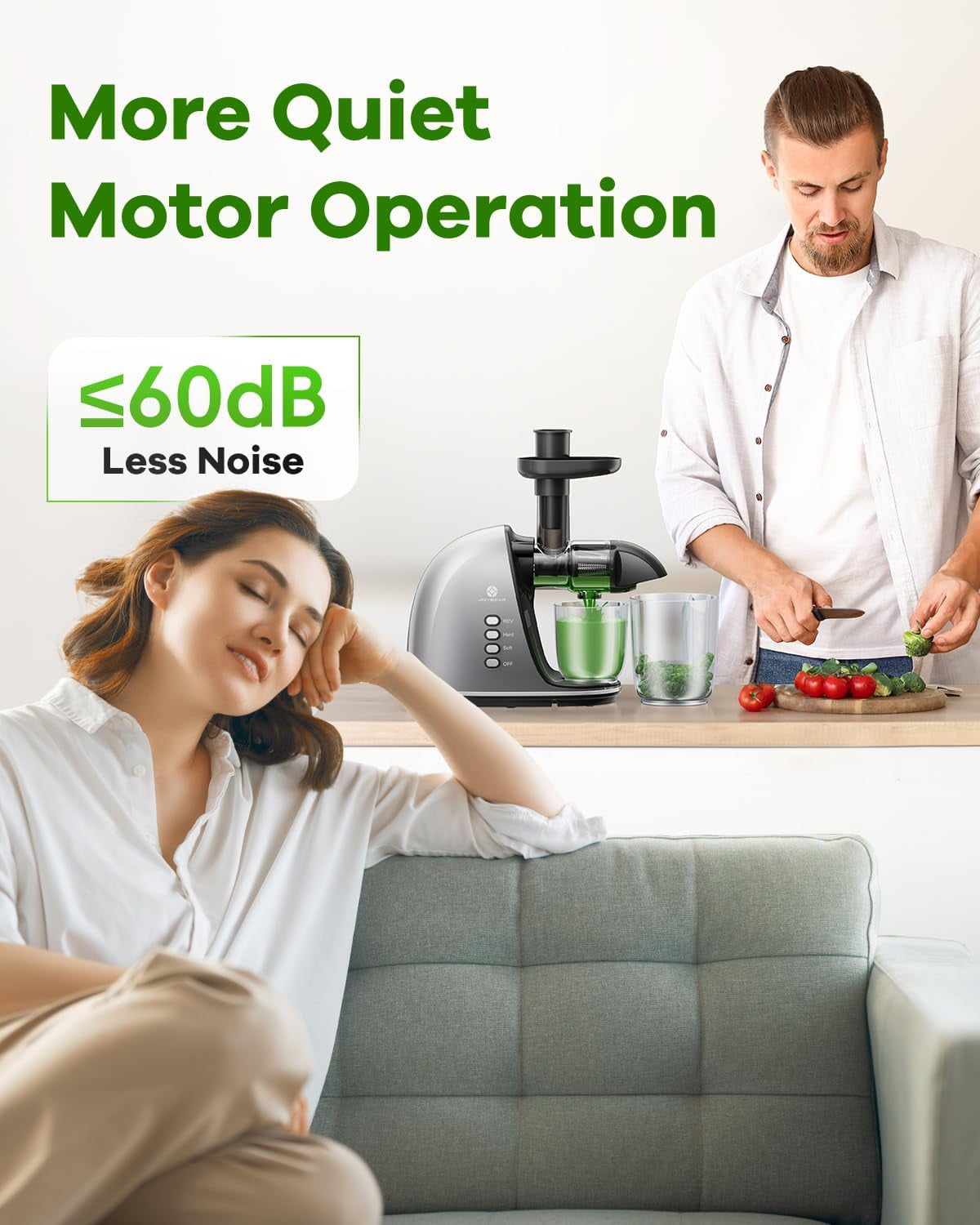 Cold Press Juicer Machine: Easy to Clean Slow Masticating Juicer Extractor for Veggies and Fruits, 92% Juice Yield High Nutrient and Vitamin, Quiet Motor & Reverse Function with Brush, Silver