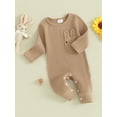 thumbnail image 3 of Suealasg Newborn Boys Girls Easter Jumpsuit 3M 6M 12M 18M Baby Spring Romper Bodysuit Infant Long Sleeve Crew Neck Ribbed Rabbit Print One Piece Playsuit, 3 of 9