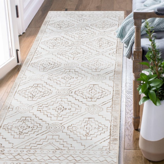 Rugking Hallway Rug 2X6 Area Rug Moroccan Taupe Modern Geometric Mat Contemporary Soft Rug Indoor Door Mat Non Slip Carpet Kitchen Bedroom Dining Room
