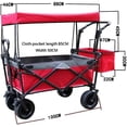 thumbnail image 2 of Folding Wagon Cart, 350lbs Large Capacity Extender Heavy Duty Portable Wagon Cart with Opened Tailgate,Utility Cart with All-Terrain Wheels for Grocery,Garden, Beach,Shopping, Camping, Outdoor, 2 of 5