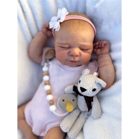 Reborn Baby Dolls 18 inch Lifelike Cute Soft Body Poseable Sleeping Real Life Newborn Real Baby Dolls with Outfit and Feeding Toy for Kids Age 3 