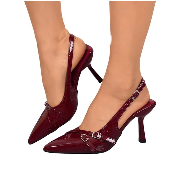 Kitten Heels for Women Pointed Toe Pumps Leather Slingback Heels Dress Shoes for Dating Party Working Casual Solid Color High Heels Shoes