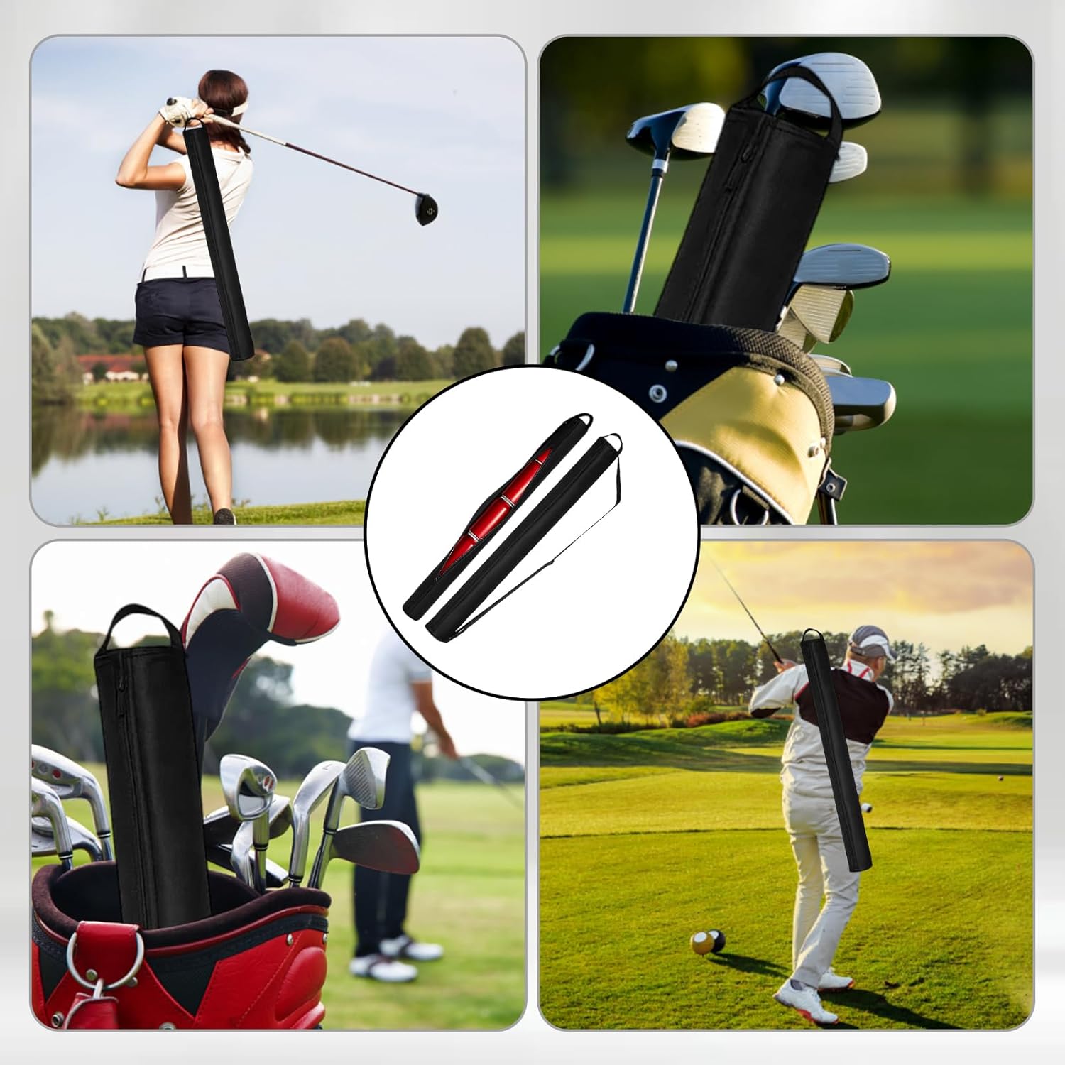 Golf Beer Sleeve, Insulated Can Cooler for Golf Bag, Beer Cooler Sleeve for Golf Bag, Portable Beverage Chiller for Outdoor Sports and Camping, 8cm x 83cm Black Golf Accessories
