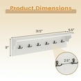thumbnail image 3 of Gymax 31.5'' Wall Hooks w/Shelf 6 Hooks for Hats Towels Purses Robes for Living Room White, 3 of 10
