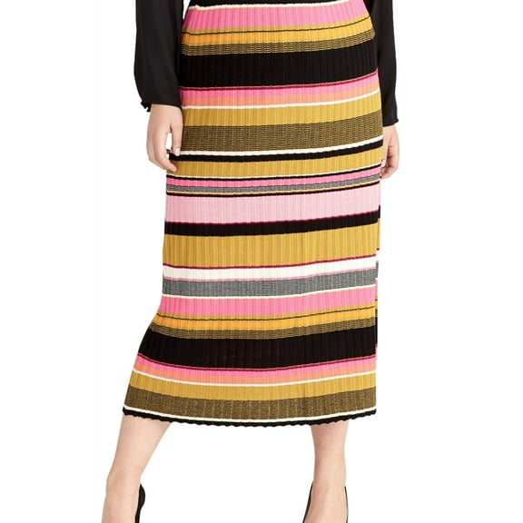Rachel Roy Womens Pull-On Midi Skirt, Multicoloured, Plus Size, 1X
