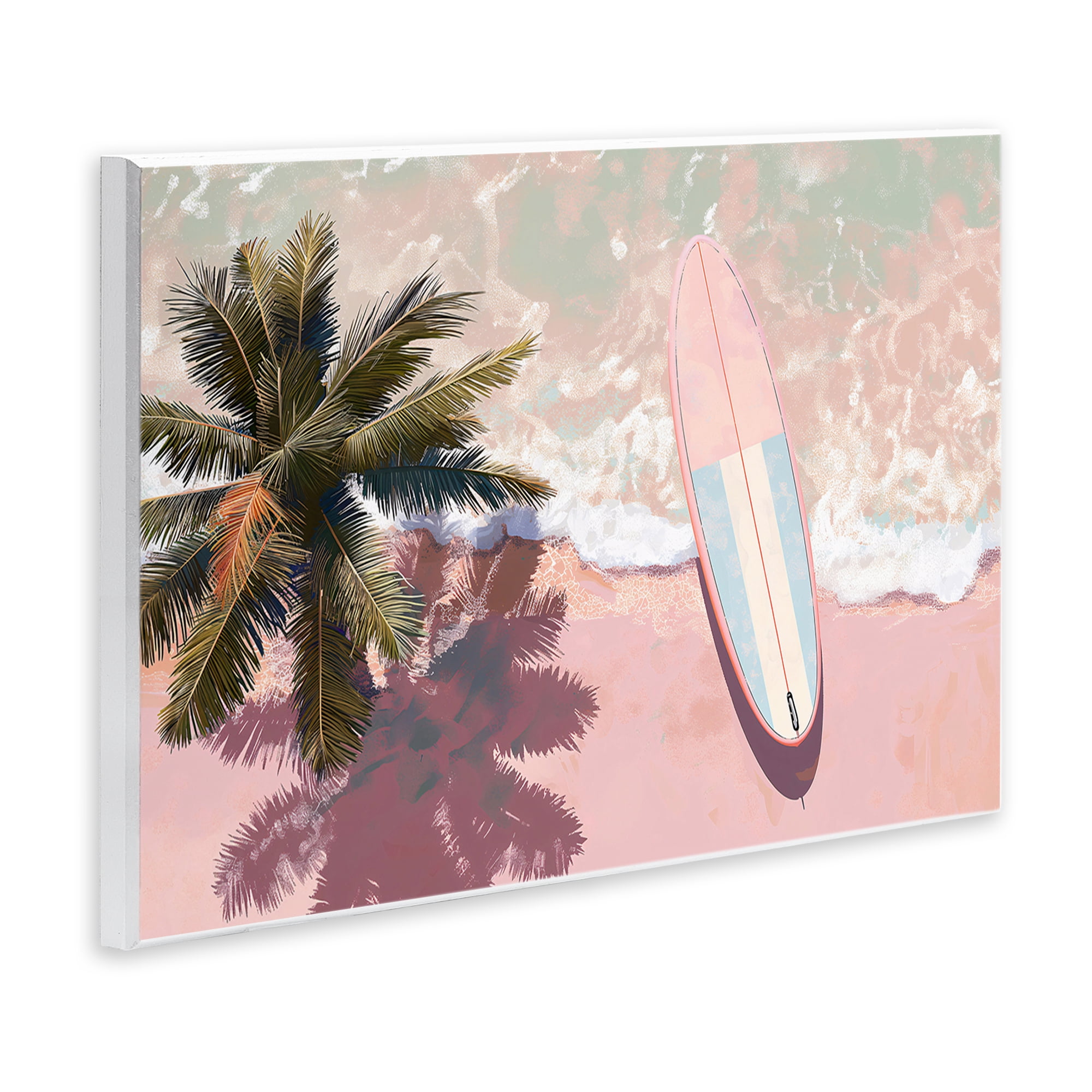 Stupell Industries Blush Pink Surfboard & Palm Wall Plaque Art, design by Jacky Ngan