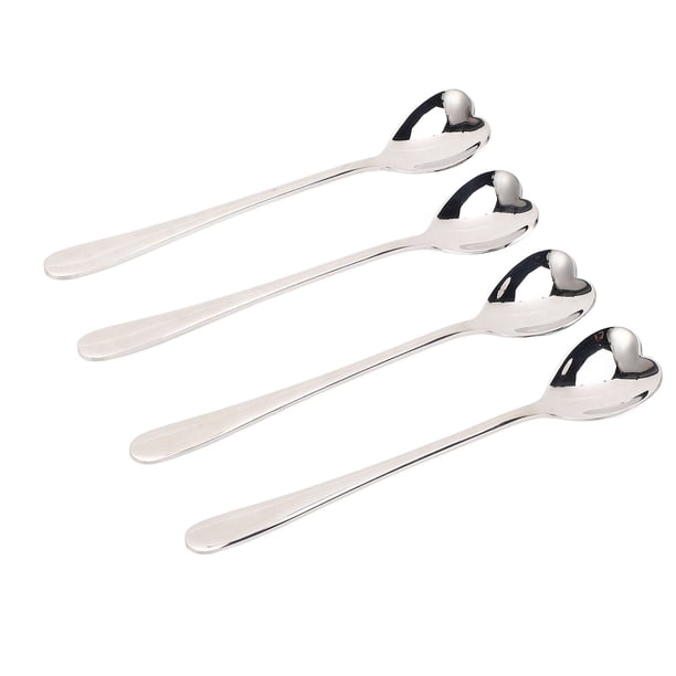 4 cucharas de café de acero inoxidable con forma de corazón para té, postre, azúcar, cuchara para revolver para cafetería