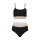 thumbnail image 3 of Gibobby Trajes de Baño para Mujer Bikini dividido sin mangas con estampado de en contraste de moda informal de color sólido para mujer(Negro,M), 3 of 5