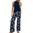 thumbnail image 6 of ZToonmas Women's 2 Piece Outfits Sleeveless Top and Loose Wide Leg Pants Set Casual High Waist Palazzo Pants Suit, 6 of 7