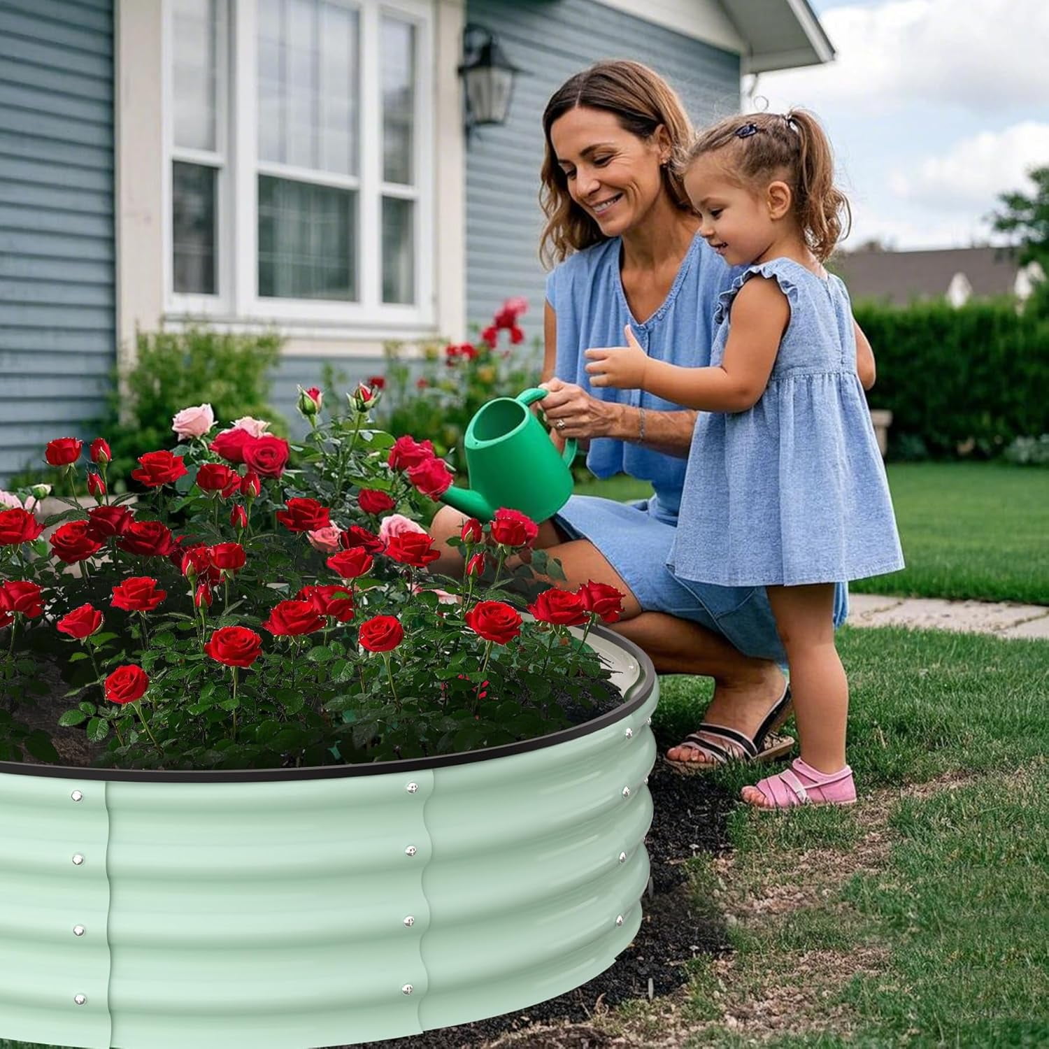 EastVita 3x3x1 FT Raised Garden Beds,2 Pack Galvanized Raised Garden Bed for Gardening, Round Metal Planter Box for Flower Plants
