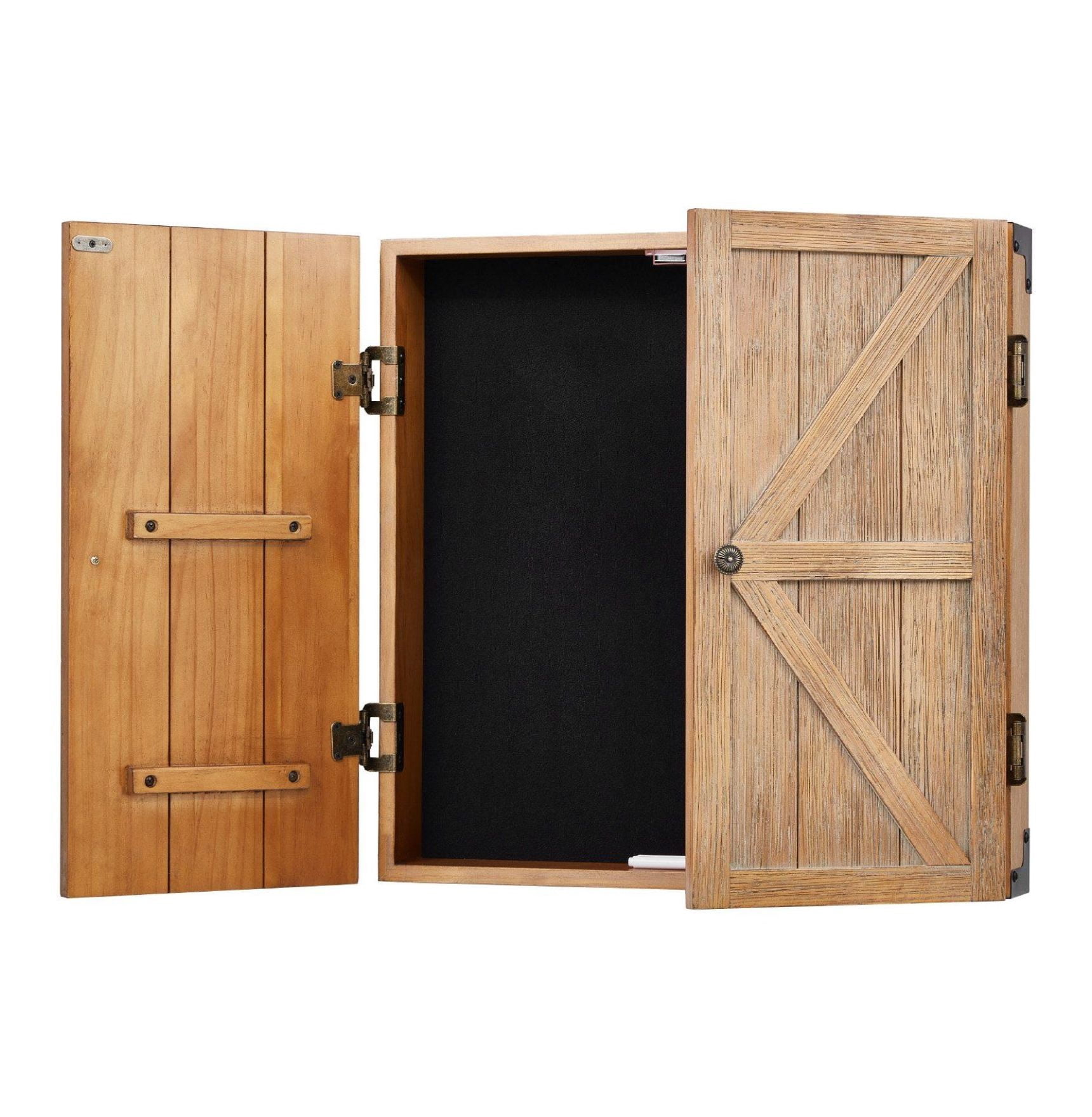 Dartboard Cabinet Solid Wood, Official Size - Retro Style, Scoreboard & Accessories Included (Dartboard & Darts Not Included)