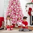 thumbnail image 6 of Best Choice Products Artificial Flocked Christmas Tree, 6ft Premium Unlit Colorful Pine Holiday Decor w/Stand - Pink, 6 of 9