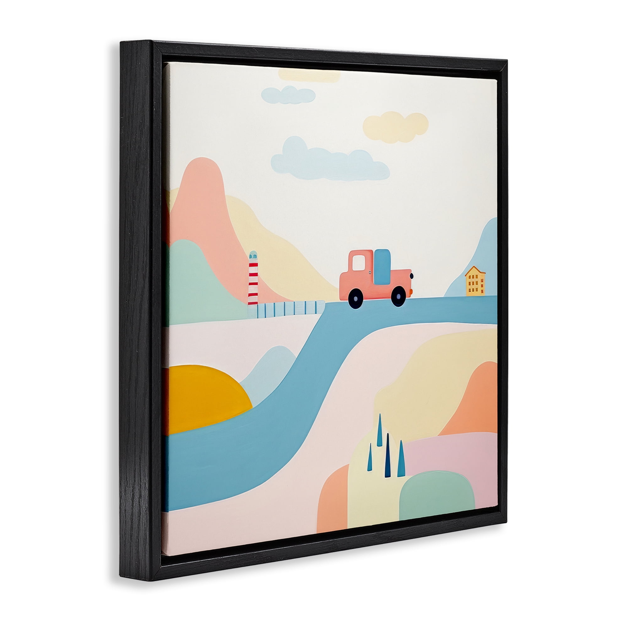 Stupell Industries Pastel Landscape Scene Landscape Painting Black Floater Framed Art Print Wall Art, 25 x 25