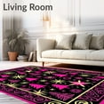 thumbnail image 2 of ODIKA 8'x10' Machine Washable Non-Slip Area Rug, Holiday Sparkle Conifer Motif Duo with Bottom High Traffic Rug with Pad, Black, 621288, 2 of 8