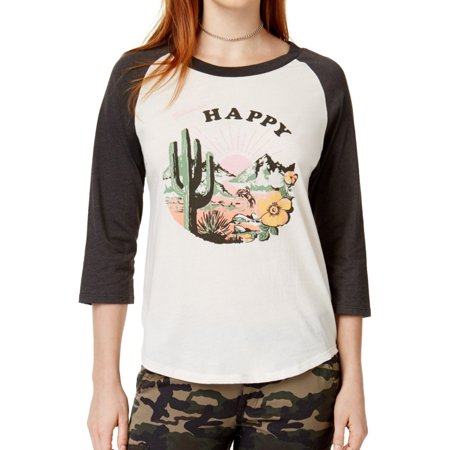 ban.do Womens Happy Graphic T-Shirt, Beige, Medium