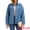 Blue, variant on Women's Oversized Patch Pocket Fall Utility Jean Jackets M Blue