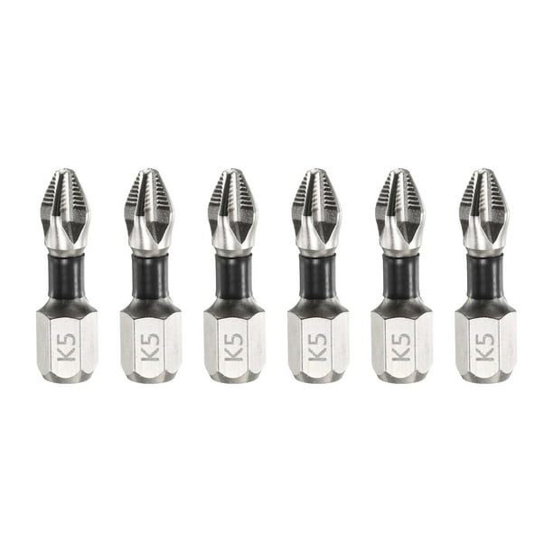 Juego de 6 puntas de destornillador Phillips PH2 (#2) antideslizantes, vástago hexagonal de 1/4" y 1" (25mm) de longitud, destornillador magnético para quitar tornillos.