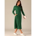 thumbnail image 2 of DARING DIVA Long Sleeve Crew Neck Knit A-Line Midi Dress L Dark Green, 2 of 6