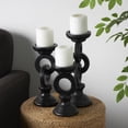 thumbnail image 2 of DecMode 3 Candle Black Wooden Chain Candle Holder, Set of 3, 2 of 10