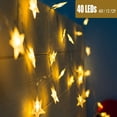 thumbnail image 2 of Guirnalda de luces LED de 4 m/13,2 pies, decoración navideña, guirnalda de luces de estrellas de color blanco cálido de 40 s, decoración navideña de interiores, guirnalda de luces con batería de 4,5, 2 of 7