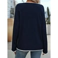 thumbnail image 5 of Women'S Fall Sweaters 2025 Casual Crew Neck Contrast Long Sleeve Knit Pullovers Jumper Tops Navy Blue L, 5 of 7