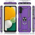 thumbnail image 2 of Galaxy A13 5G Case, Samsung A13 5G Case with HD Screen Protector, [Military-Grade] Magnetic Ring Holder Kickstand Shockproof Protective Phone Case for Samsung Galaxy A13 5G, Purple, 2 of 7