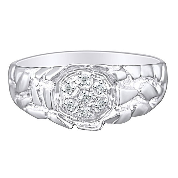 AFFY 0.04 Carat White Natural Diamond Accent Men's Nugget Style Anniversary Ring 10k Solid Yellow Gold Ring Size-9