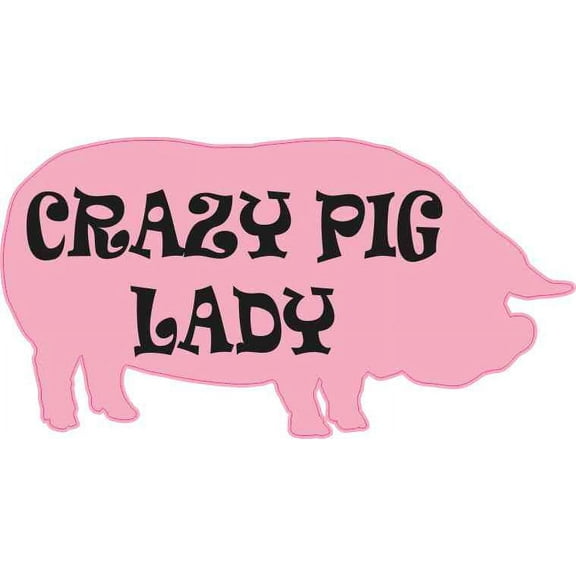 5in x 2.5in Crazy Pig Lady Sticker