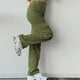 thumbnail image 2 of Pantalones cargo de cintura alta con tres bolsillos para mujer - Poliéster, estilo informal, 2 of 7